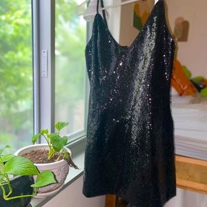SEQUIN BLACK COCKTAIL DRESS